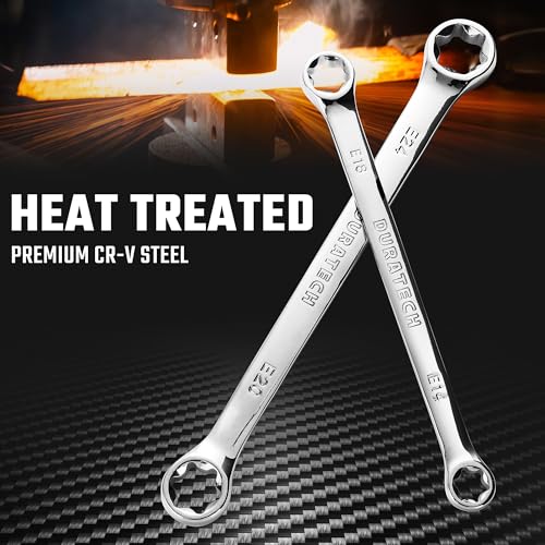 DURATECH 4-Piece E-Torx Wrench Set, Double Box End Wrench Set, CR-V Steel, Including E6*E8, E10*E12, E14*E18 and E20*E24, Organized in Pouch