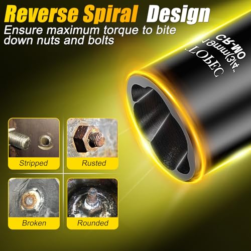 Topec 1/2" Drive Lug Nut Removal Tool, 19-Piece 10-25mm, Impact Lug Nut Extractor Socket Set with Ratchet Handle, Wheel Lock Removal Kit for Damaged, Rounded, Stripped Car Bolt Nuts