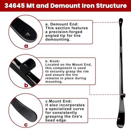 2PCS Tire Bar, 34645 Tire Mount and Demount Iron 37In, 3/4 in | 33220 Mt and Demount Spoon 30 in, 11/16 in, Tire Irons Heavy Duty Used for Off-Road Vehicle, Bus, Cars, Tractor Tubeless Truck Tires… - size: Upgrade Hardness, 2 PCS Set ( 37 in+ 30 in)