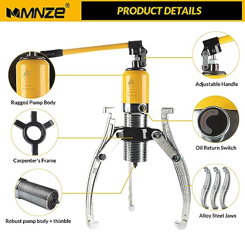 Hydraulic Gear Puller Kit 20 Ton Hydraulic Capacity Puller 2 or 3 Jaws Bearing Pulling Hub Separator Hydraulic Puller Separator Tool Kit Set for Drawing Machine Pulling Hubs Gears Flanges