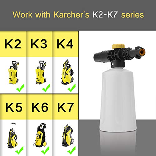 FUNTECK Foam Cannon Lance for Karcher K2-K7 Pressure Washer | Adjustable Soap Dispenser for Cleaning Vehicles, Cars, Motorcycles and Bikes, 700 ml