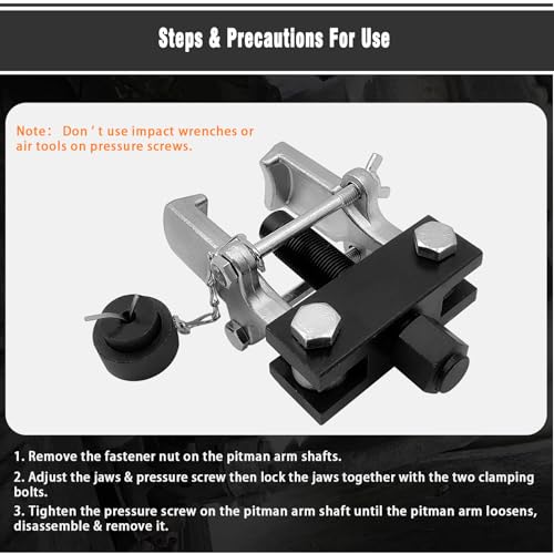 Heavy Duty Pitman Arm Puller with Adapter, Adjustable Jaws Bearing Pulling Repair Tool for Pitman Arms, Bearings, Collars, Gears, More Light Truck & Car