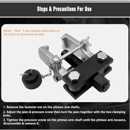 Heavy Duty Pitman Arm Puller with Adapter, Adjustable Jaws Bearing Pulling Repair Tool for Pitman Arms, Bearings, Collars, Gears, More Light Truck & Car