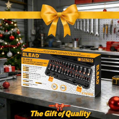 35-Piece Master Hex Bit Socket Set, 1/4", 3/8", 1/2" Drive Allen Socket Set H2-H19, 5/16"-3/4", Premium CR-V & S2 Alloy Steel, Ratchet Wrench, Sockets Adapter, High Torque for Automotive Mechanic - style: 35pcs Hex Bit Socket Set