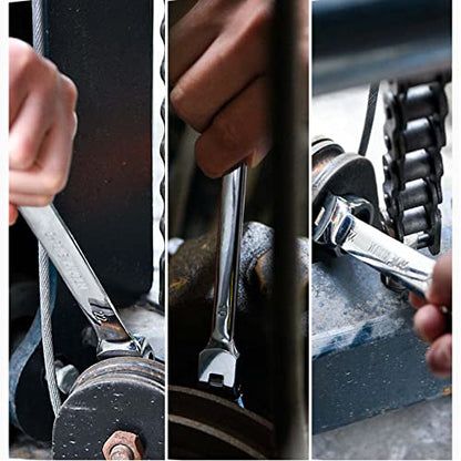 Qnkaa Flexible Ratchet Wrench Set 8pcs 9-17mm Spanner Gear Ring Ratcheting Combination Flexi Wrenches Kit Metric Flex Head - size: Metric 8pcs