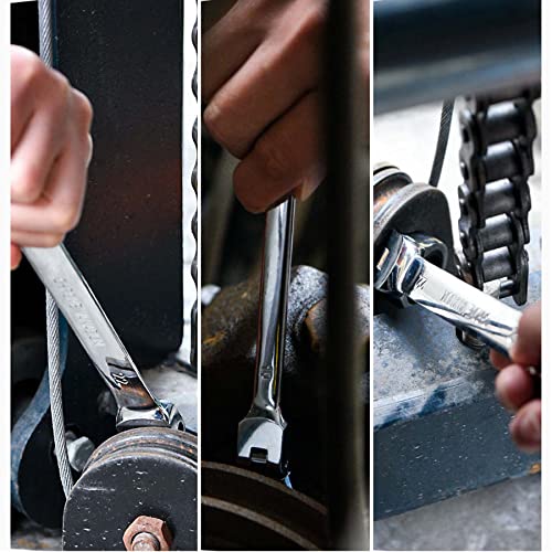 Qnkaa Qnkaa12pcs Flexible Ratchet Wrenches Set SAE 1/4” to 7/8“ Inch | Standard Spanners Gear Ring Ratcheting Combination Flexi Wrench Kit Flex Flexible Head - size: 12-Piece SAE Set