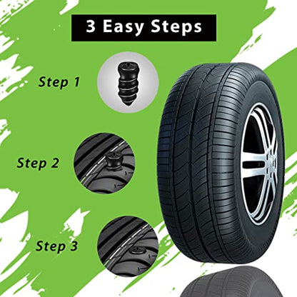 GradCap Tire Repair Rubber Screws with Storage Box for Car 20 Pcs (10S/10L) | Roadside Emergency Flat Tire Plug Kit 10 Short & 10 Long Tire Nails Puncture Repair Accessories for Motorcycle & Bicycle