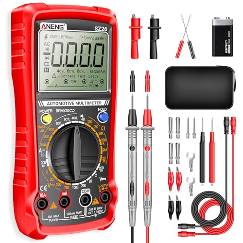 ANENG SZ26 Multimeter,Digital Automotive Engine Analyzer with 500-10000RPM Tach,Dwell Angle,Duty Cycle,DC Current,AC/DC Voltage,Amp,Ohm,Large LCD,Data Hold,Versatile Tester for Car Diagnostics