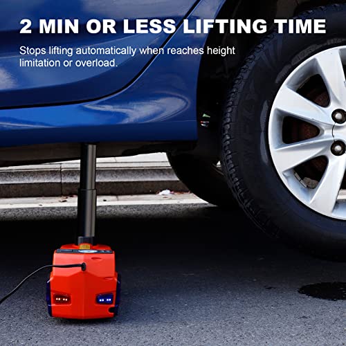 TYAYT 5 Ton Electric Hydraulic Car Jack Kit, Portable with LED Light, Compatible with Car, SUV, Truck, Lifting Range 6-17.7 Inches (Red) - size: With electric wrench