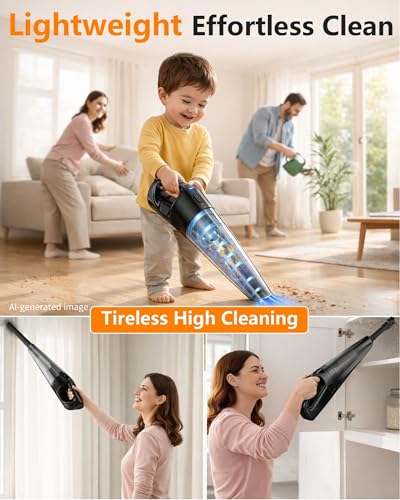 26000Pa Powerful Handheld Vacuum Cordless: 15-Min Quick Cleaning 120㎡ Rooms Portable 3H Fast Charging Dock 18-36 Min Runtime Brushless Motor - 1000mL Dust Cup One-Touch Emptying for Debris Pet Hair