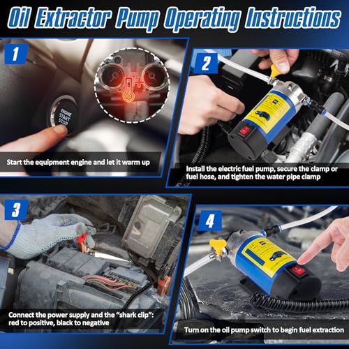 12V 100W Oil Extractor Pump, Engine Oil Extractor for Oil Change, Electric Fluid Transfer Pump, Fast Self-Priming Pump for Motor Oil, Gear Oil, and ATF, Fit Car, Mower, Boat, Motorcycle