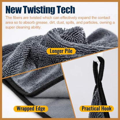 Airlab Microfiber Towels for Cars Wash Drying Extra Large Super Absorbent Cleaning Cloth Auto Detailing Ultra Soft, Lint-Free, Streak-Free, 35 x 24 Inch, Pack of 1, Grey-Black, 600 GSM - color: 35 X 24 Inch, Pack of 1, Grey-black, 600 Gsm