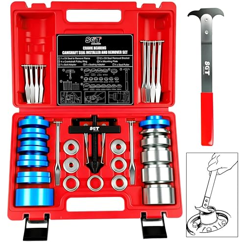 SGT 33pcs Crank Bearing Camshaft Seal Installer and Remover Set,Crank Bearing Camshaft Seal with Seal Puller,Crank Seal Installer kit for Automotive Engine Repair - color: RED