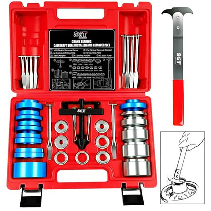 SGT 33pcs Crank Bearing Camshaft Seal Installer and Remover Set,Crank Bearing Camshaft Seal with Seal Puller,Crank Seal Installer kit for Automotive Engine Repair - color: RED