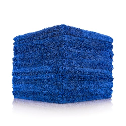 The Rag Company - Creature Edgeless Auto Detailing Towels (10-Pack) Professional 70/30 Blend, Dual-Pile Plush Microfiber, Buffing & Polishing, 420gsm, 16in x 16in, Royal Blue - color: Royal Blue