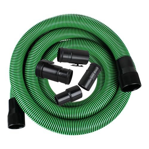 Upgraded 13ft 1-7/8-inch Wet/Dry Shop Vacuum Hose hose with 2-1/2" adapters om each end & 6 Replace Accessories - Green (WS25021A), For Most WORKSHOP Vacs