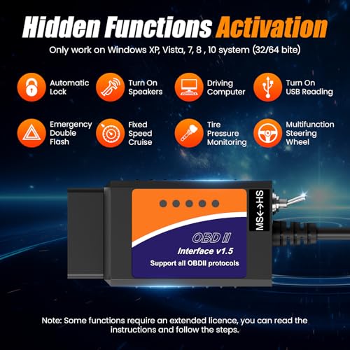 ELMconfig ELM327 OBD2 USB Adapter for Windows, OBD2 Scanner Diagnostic Coding Tool with MS-CAN/HS-CAN Switch for Ford Lincoln Mazda Mercury Series Vehicles