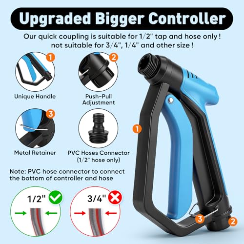 Upgraded Car Wash Foam Gun, Foam Cannon, Adjustable Hose Wash Sprayer with 2.5 to 6 Bars Foam Blaster, NEW Handle, Wash Mitten &Towel, Suitable for Car Cleaning & Garden Use with 1/2” Quick Connector - style: Upgraded Handle Car Wash Foam Gun