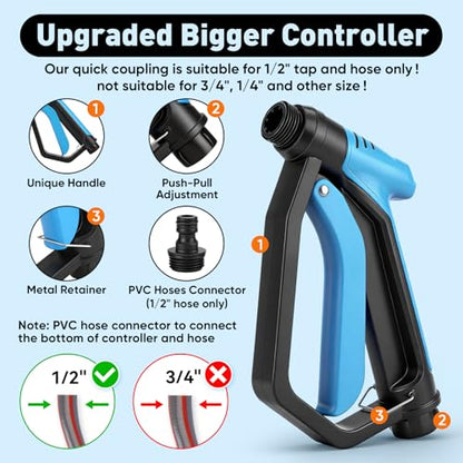 Upgraded Car Wash Foam Gun, Foam Cannon, Adjustable Hose Wash Sprayer with 2.5 to 6 Bars Foam Blaster, NEW Handle, Wash Mitten &Towel, Suitable for Car Cleaning & Garden Use with 1/2” Quick Connector - style: Upgraded Handle Car Wash Foam Gun