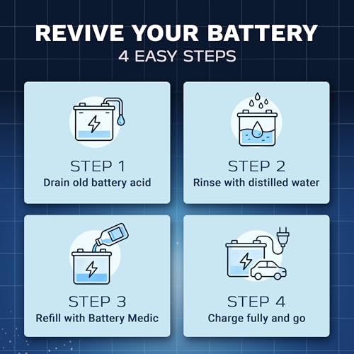Professional Battery Restorer & Maintainer Reconditioning Formula – Restores & Extends Battery Life for 6V, 8V, 12V & 48V Lead-Acid, AGM & Gel Batteries – 32 oz. High-Performance Solution