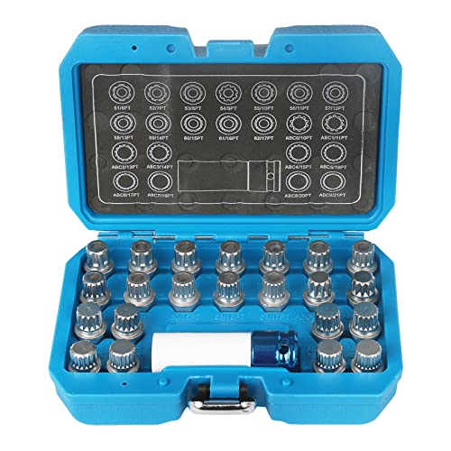 23pcs Wheel Lock Nuts Removal Kit for VW Volkswagen - Lug Nuts Screw Remover Socket Set With 1/2 Inch (12.7mm) Adapter - Compatible With VW Vehicles