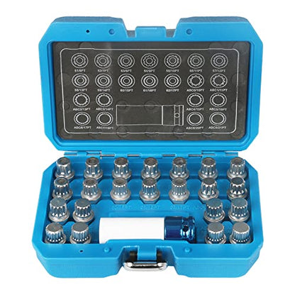 23pcs Wheel Lock Nuts Removal Kit for VW Volkswagen - Lug Nuts Screw Remover Socket Set With 1/2 Inch (12.7mm) Adapter - Compatible With VW Vehicles