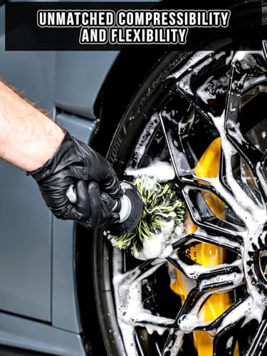 The Ultimate Wheel Tire Cleaning Brush, Ergonomic Long Handle Wheel Scratch-Free Auto Detailing Brushes for Cleaning Wheels Tires, Exhausts & Delicate Surfaces Car Detailing Kit