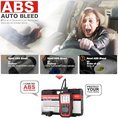 Autel MaxiCheck PRO Auto Bleed Scan Tool for ABS Brake Bleeding, ABS SRS OBD2 Diagnostic Scanner, Oil Reset, BMS, EPB, SAS Services for Specific Vehicles Up to 2015, Lifetime Free Updates