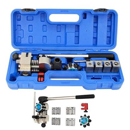 Brake Line Flaring Tool Kit, 45 and 37 Degree Single, Double and Bubble Flares, Brake Line and Tubing Flaring Tool for 3/16", 1/4", 5/16", 3/8" and 4.75mm Tubing
