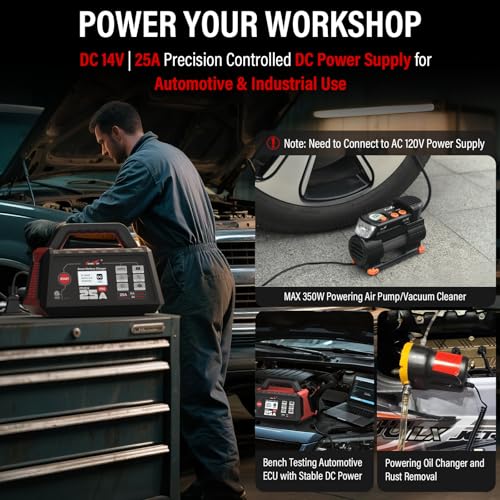 TowerTop 25A Max Pro Battery Charger: 12V Fully Automatic Smart Trickle Charger, Automotive Battery Maintainer with Engine Start, DC Supply, Winter Mode, Recondition,Desulfation, for Lead Acid/Lithium - color: 25A Max Pro