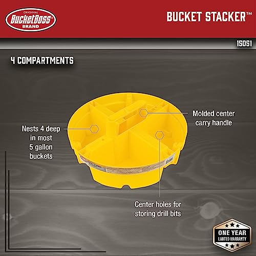 Bucket Boss - Bucket Stacker Small Parts Organizer, Bucket Organization (15051), Yellow (Pack of 2) - size: 1 Count (Pack of 2)