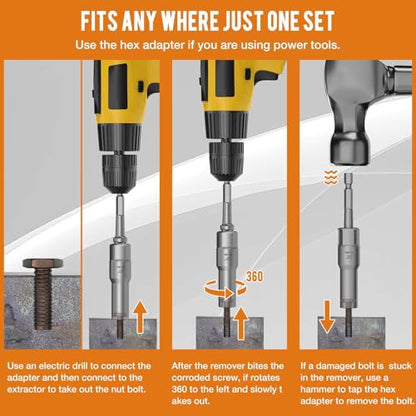 XEWEA 11PCS Deep Spiral Bolt Extractor Kit, Bolt & Nut Remover Easy-Out Set | Deep Socket Tools For Removing Broken, Frozen, Rusted, Rounded-Off Bolts, Studs, Nuts & Screws,Friendly Narrow Spaces - size: 11PCS