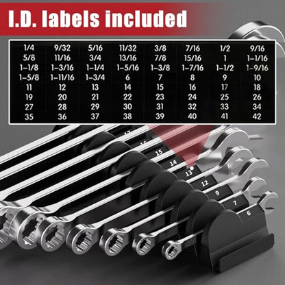 DEHOYI Premium MAGNETIC Modular Wrench Organizer System- Wrench Rack with Metric&SAE Labels, Tool Storage Holder. Gift for mechanics (Black) - style: Magnetic(48 pcs Black)