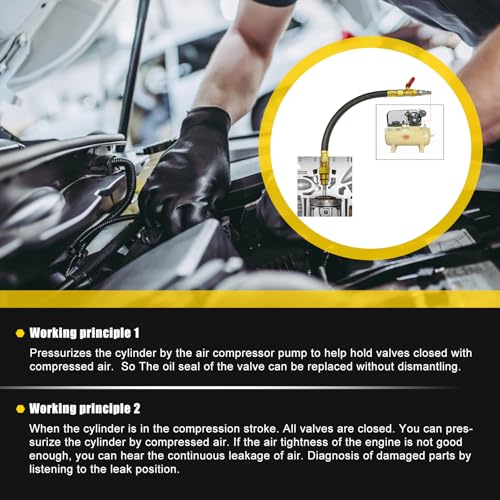 3mirrors Engine Air Valve Holder Pressure Pipe M10 M12 M14 M18 Thread to 1/4 NPT w/Ball Valve, Cylinder Leakage Testing Tool for Most LS Engine Compatible with Mustang Ford GM