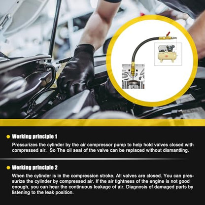 3mirrors Engine Air Valve Holder Pressure Pipe M10 M12 M14 M18 Thread to 1/4 NPT w/Ball Valve, Cylinder Leakage Testing Tool for Most LS Engine Compatible with Mustang Ford GM