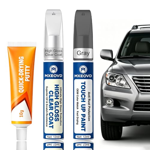 Gray for Car Touch Up Paint Kit, All-in-One Car Paint Scratch Repair Kit with Fast Dry Putty and Glossy Clear Coat,Easy At-Home Car Scratch Restoration - color: Gray, size: Universal