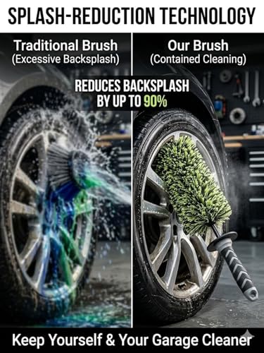 The Ultimate Wheel Tire Cleaning Brush, Ergonomic Long Handle Wheel Scratch-Free Auto Detailing Brushes for Cleaning Wheels Tires, Exhausts & Delicate Surfaces Car Detailing Kit