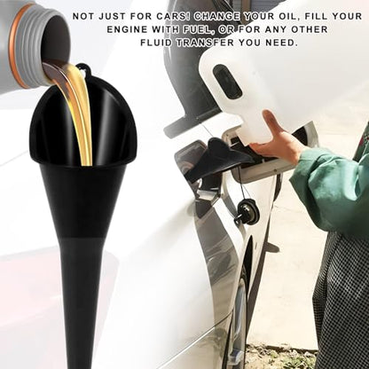 Oil Funnel, Plastic Long Neck Multi-Purpose Spill Saver Funnel, Engine Oil Funnels for Filling Oils Gas Water Diesel Fuel Lubricants for Car Motorcycle ATV Boat (Black-1PCS) - color: Black-1PCS