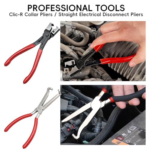 WISEUP 17pcs Hose Clamp Pliers Set, Hose Clamp Removal Tool with Electrical Disconnect Pliers & Long Reach Wire Spring Plier Set for Automotive Fuel, Oil, Coolant, Radiator Hoses