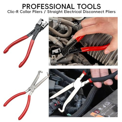 WISEUP 17pcs Hose Clamp Pliers Set, Hose Clamp Removal Tool with Electrical Disconnect Pliers & Long Reach Wire Spring Plier Set for Automotive Fuel, Oil, Coolant, Radiator Hoses