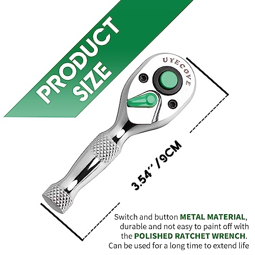 1/4 Inch Drive Ratchet Wrench, 1/4 Ratchet Wrench, 1/4 Drive Stubby Ratchet Socket Wrench, 72-Tooth, Reversible Cr-Mo Colorful Head, Chrome Steel - 3.54''/9cm - size: 1/4" Colorful Stubby Ratchet - 3.54 inch