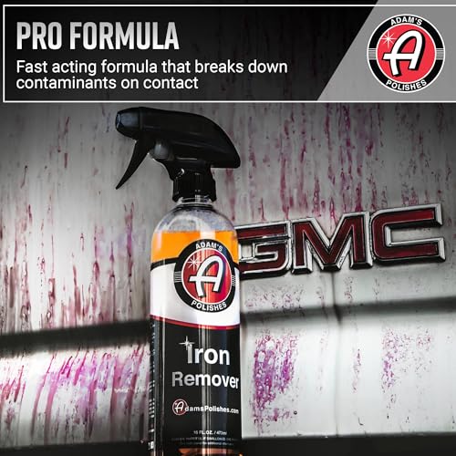 Adam's Iron Remover (16oz) - Iron Out Fallout & Stop Rust Remover Spray for Car Detailing Removes Iron Particles in Auto Paint, Wheels, Motorcycle, RV & Boat - Use Before Clay Bar, Wax or Car Wash - size: 16 fl. oz