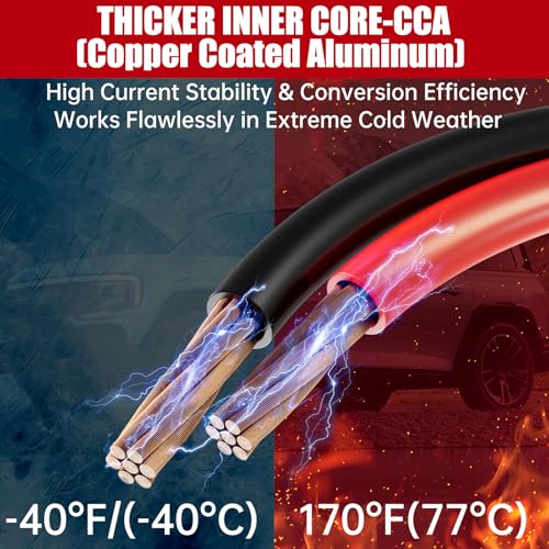 Heavy Duty Jumper Cables for Car Battery, 1 Gauge 30 Feet 900AMP Quick Connect Booster for Jump Starting Dead or Weak Batteries, Suitable for 8L Gas & 6L Diesel, Carrying Bag Included - size: 1 Gauge（30FT）
