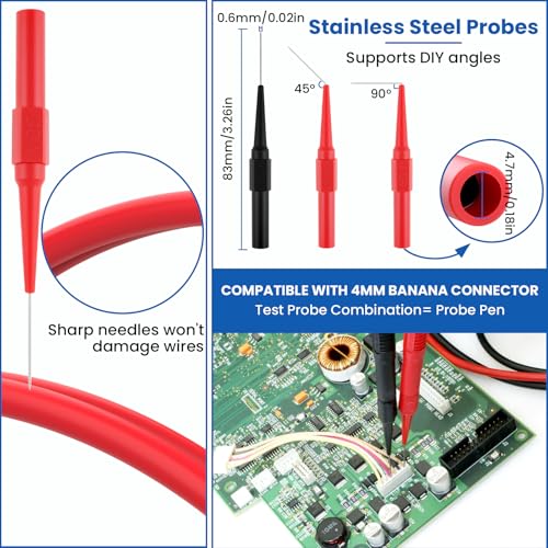 16Pcs Back Probe Kit, Banana Plug Wires with Electrical Testing Probes & Insulated Alligator Clips for Automotive Circuit Diagnosis, Vehicle Electrical Maintenance