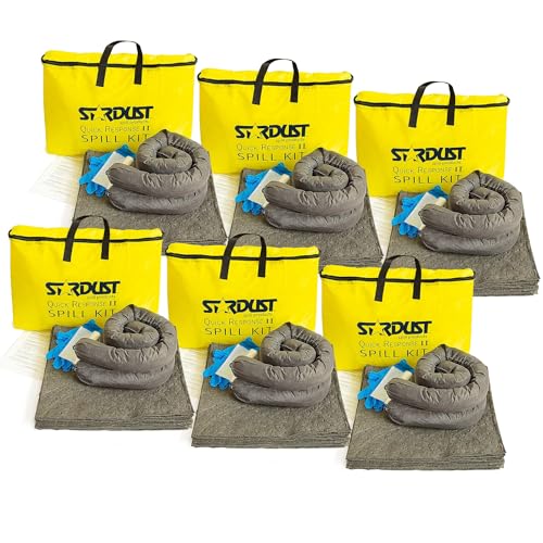 Stardust Spill Products Universal Spill Kit – OSHA Compliant Solution for Vehicles, Industrial, & Restaurant Use, Emergency Response Chemical, Water, & Bodily Fluid Cleanup, 6-Pack - size: 6 Pack