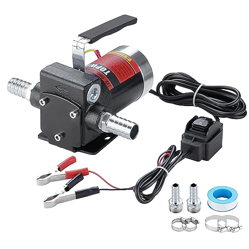 TOPWAY 12V DC Gasoline Fuel Pump 3.7GPM Self-priming Oil Transfer Pump With Handle, Reversible Pumping, Overheat Protection, Explosion-Proof, Built-in Bypass, for Gasoline Fuel Diesel Kerosene Removal - style: 12V 3.7GPM
