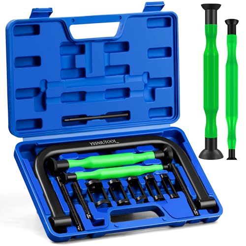 Valve Spring Compressor | 10 Piece Spring Clamp Tool Kit with C Clamp, Collet Pusher Adapters, Extension Rods, and Lever for Car, Motorcycle, ATV, and Small Engine Repairs (Green) - color: Green