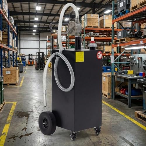 45 Gallon Fuel Caddy, Portable Gas Caddy with Manual Pump, Heavy Duty Gas with 4 Wheels, Diesel Fuel Can for Cars, Lawn Mowers, Trucks, ATVs, Boats ﻿ - color: Black, size: 45 Gallon