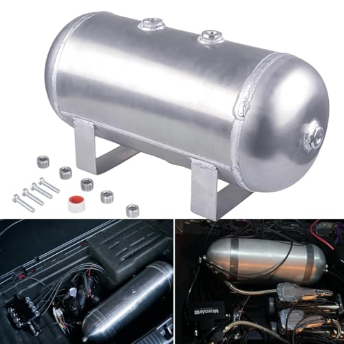 1.6 Gallon Air Tank Aluminum 6 Liter 200 PSI Air Compressor Onboard System 12V 1/4NPT for Train Truck Trailer Train Auto Air Lift Suspension Heavy Duty Air Horn Compressor - color: 1.6 Gallon Air Tank