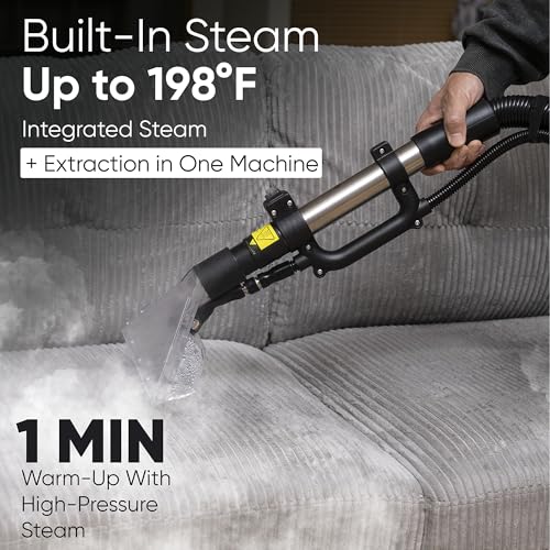Dapper Commercial Carpet and Upholstery Extractor Cleaning Machine with Steam, Spray-Vacuum, Blower & Mite Remover. — Designed for Deep Cleaning. Dual Separate Circuit Power Cords - size: 3 Gal